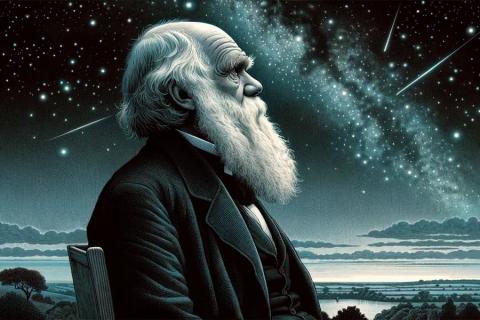 Charles darwin watching the heaven